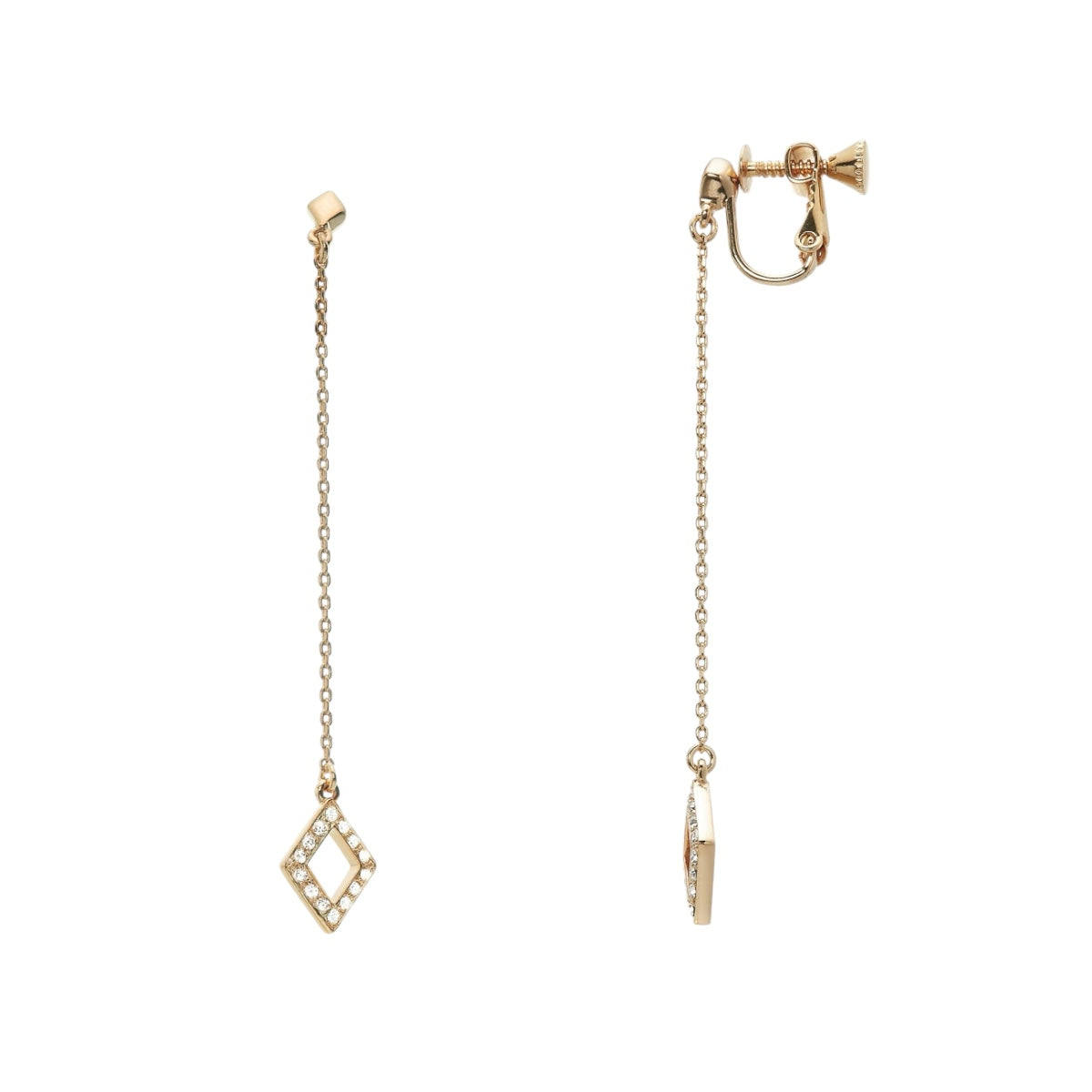 Crystal Flakes Square Clip Earrings