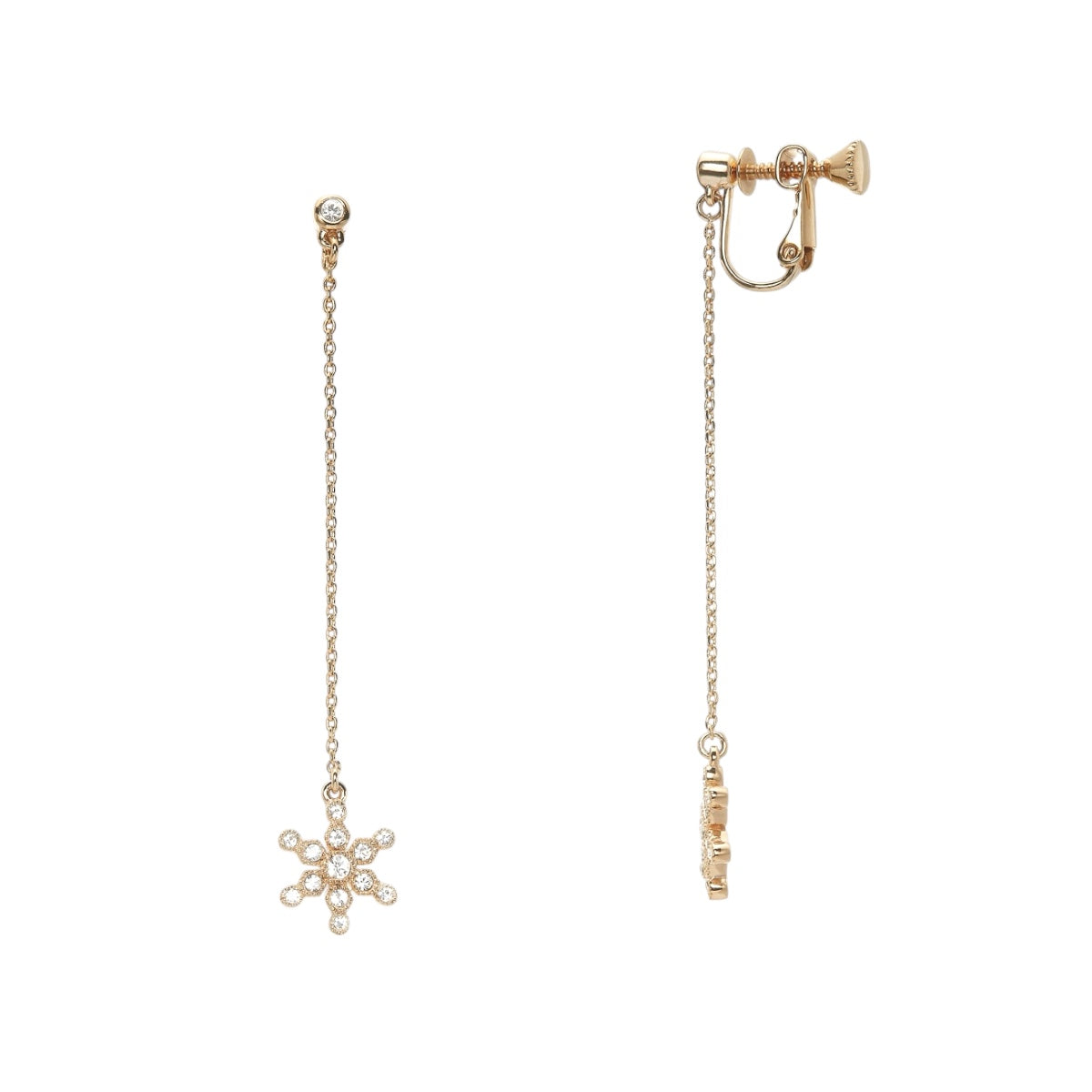 Crystal Flakes Snow Clip Earrings
