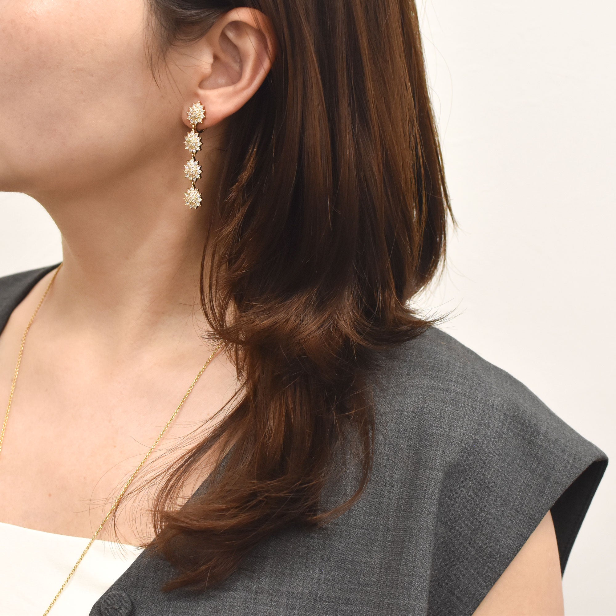 Gleam Long Clip Earrings